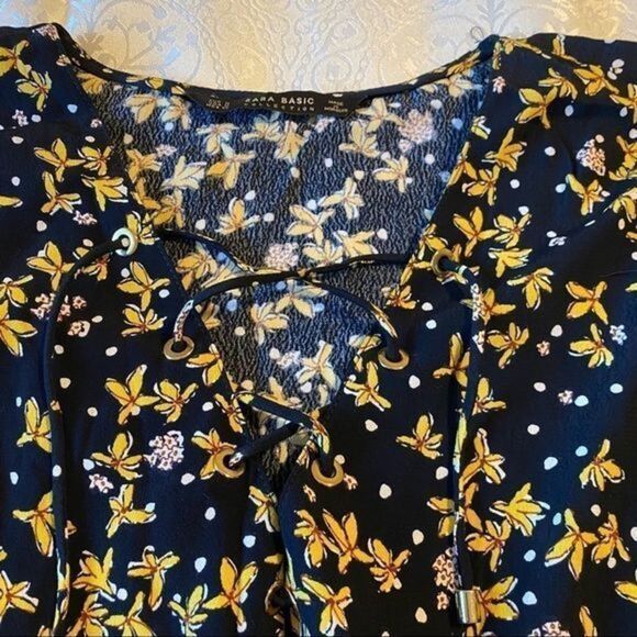 zara basic collection floral bell sleeve shirt - Picture 11 of 12